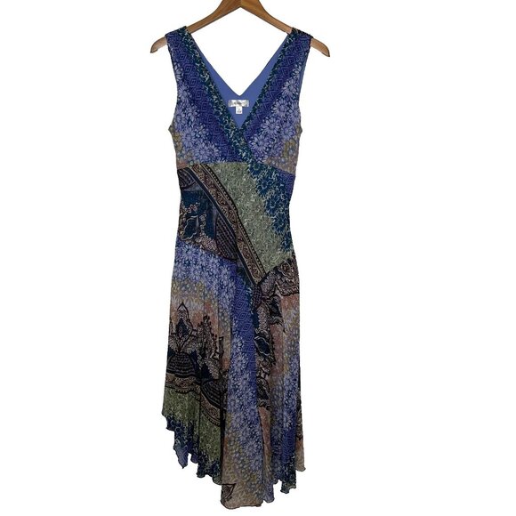 Dress Barn Sleeveless Midi Dress Floral Boho Y2K Fairy V Neck Size 10 - Picture 1 of 11